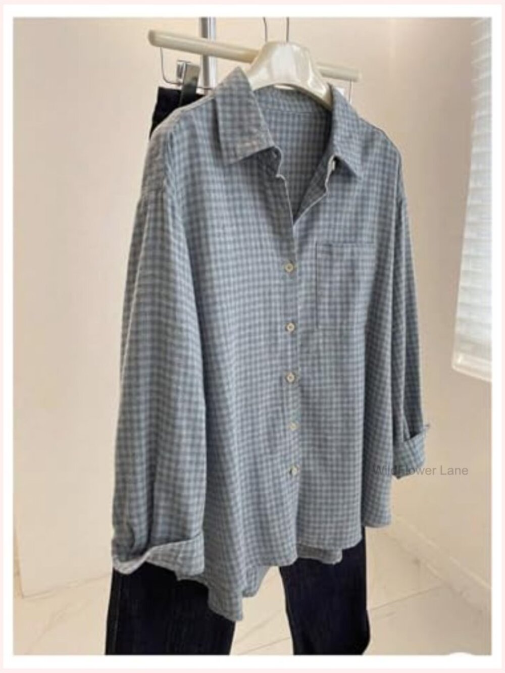 Plaid Long Sleeve Button Down Shirt Vintage Blouse Casual Top - Picture 4 of 5